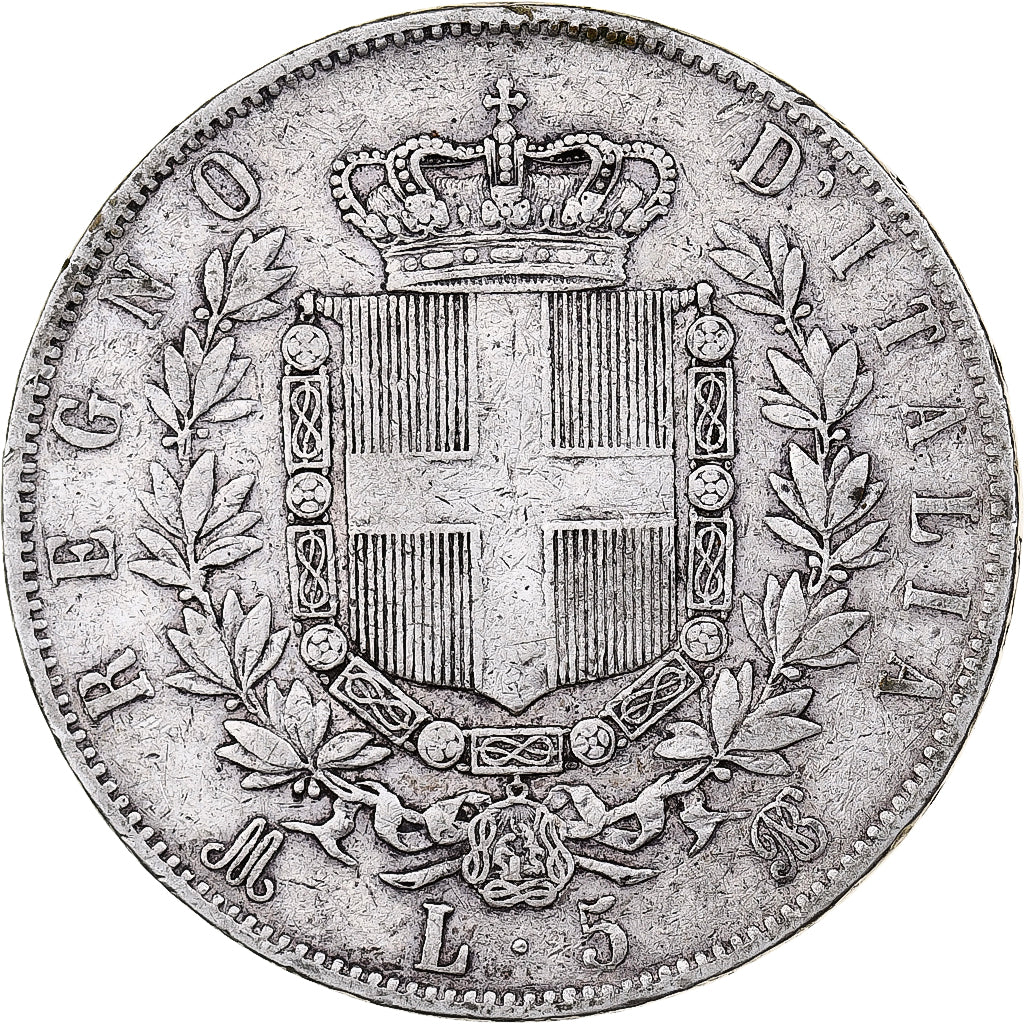 Italie, Vittorio Emanuele II, 5 Lire, 1872, Milan, Argent, TB+, KM:8.3
