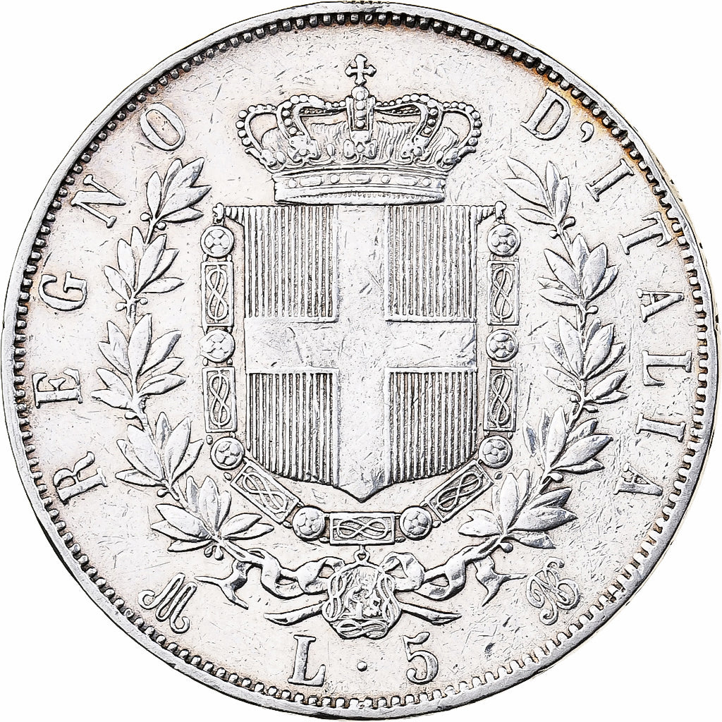 Italy, Vittorio Emanuele II, 5 Lire, 1872, Milan, Silver, EF(40-45), KM:8.3