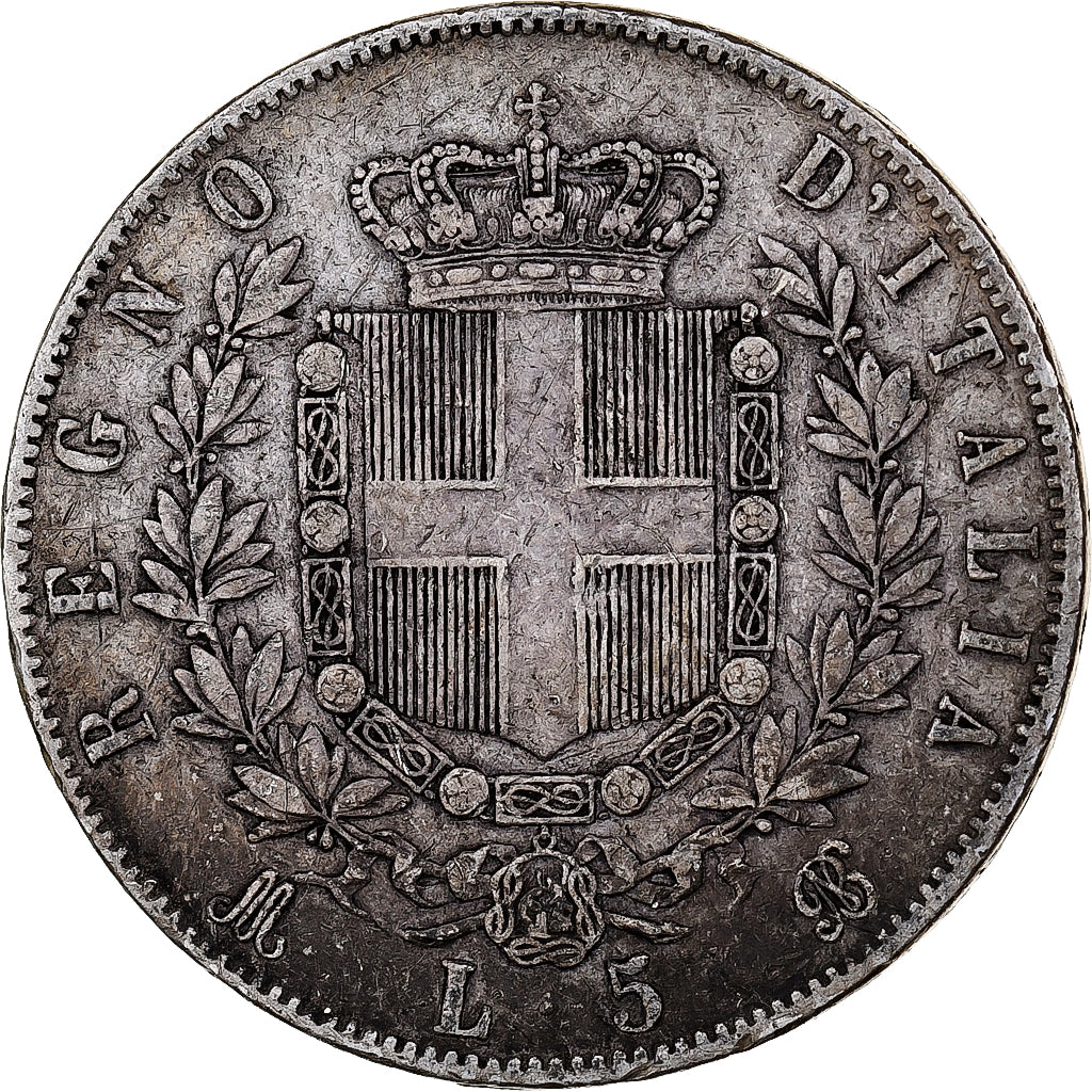 Italien, Vittorio Emanuele II, 5 Lire, 1872, Milan, Silber, S+, KM:8.3