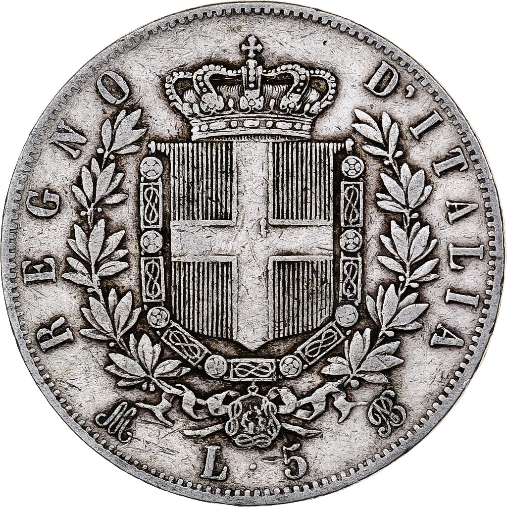 Italie, Vittorio Emanuele II, 5 Lire, 1872, Milan, Argent, TB+, KM:8.3