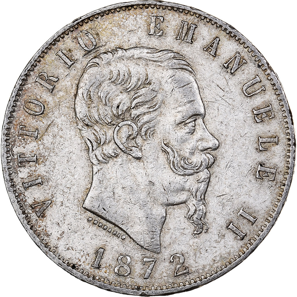 Italy, Vittorio Emanuele II, 5 Lire, 1872, Milan, Silver, EF(40-45), KM:8.3
