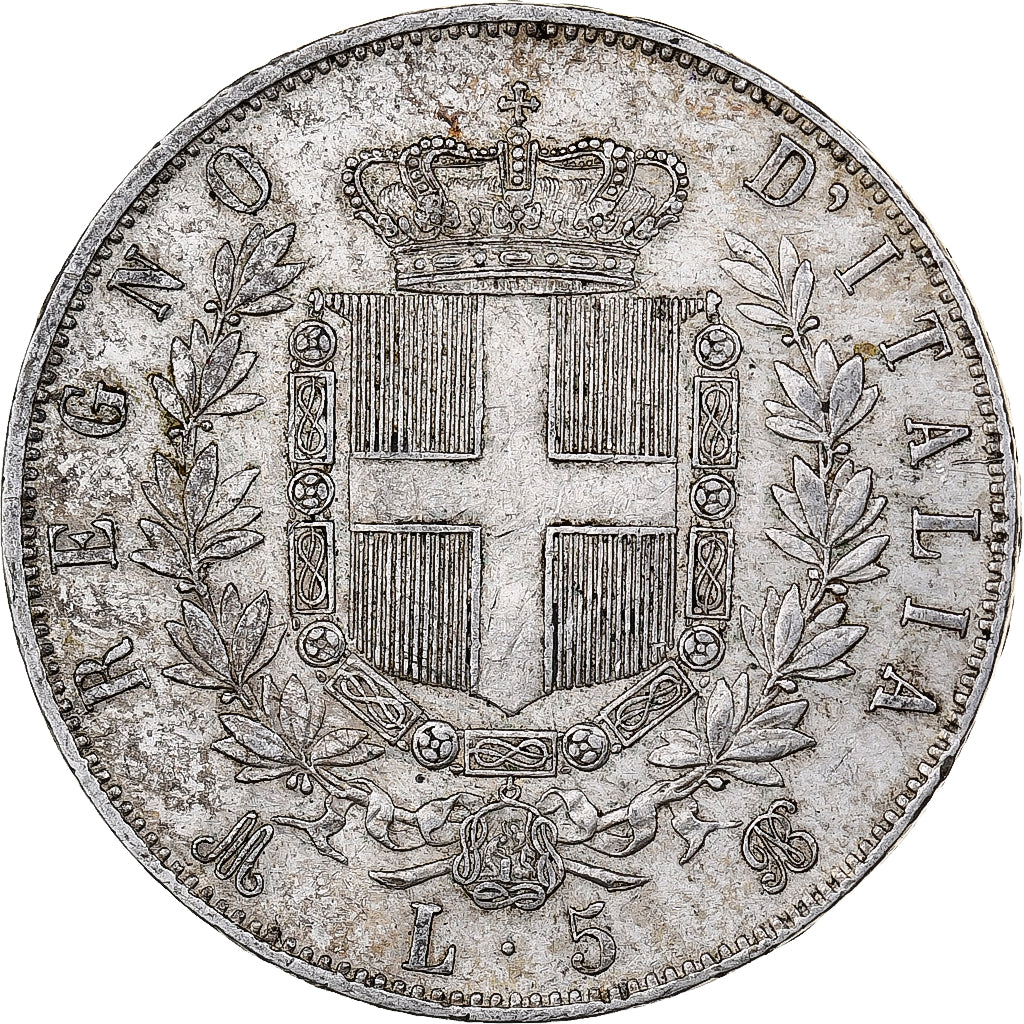 Italy, Vittorio Emanuele II, 5 Lire, 1872, Milan, Silver, EF(40-45), KM:8.3