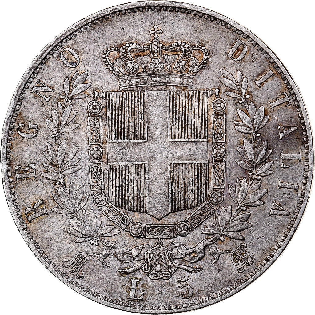 Italie, Vittorio Emanuele II, 5 Lire, 1869, Milan, Argent, TTB, KM:8.3