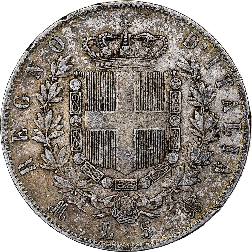 Italie, Vittorio Emanuele II, 5 Lire, 1870, Milan, Argent, TB+, KM:8.3