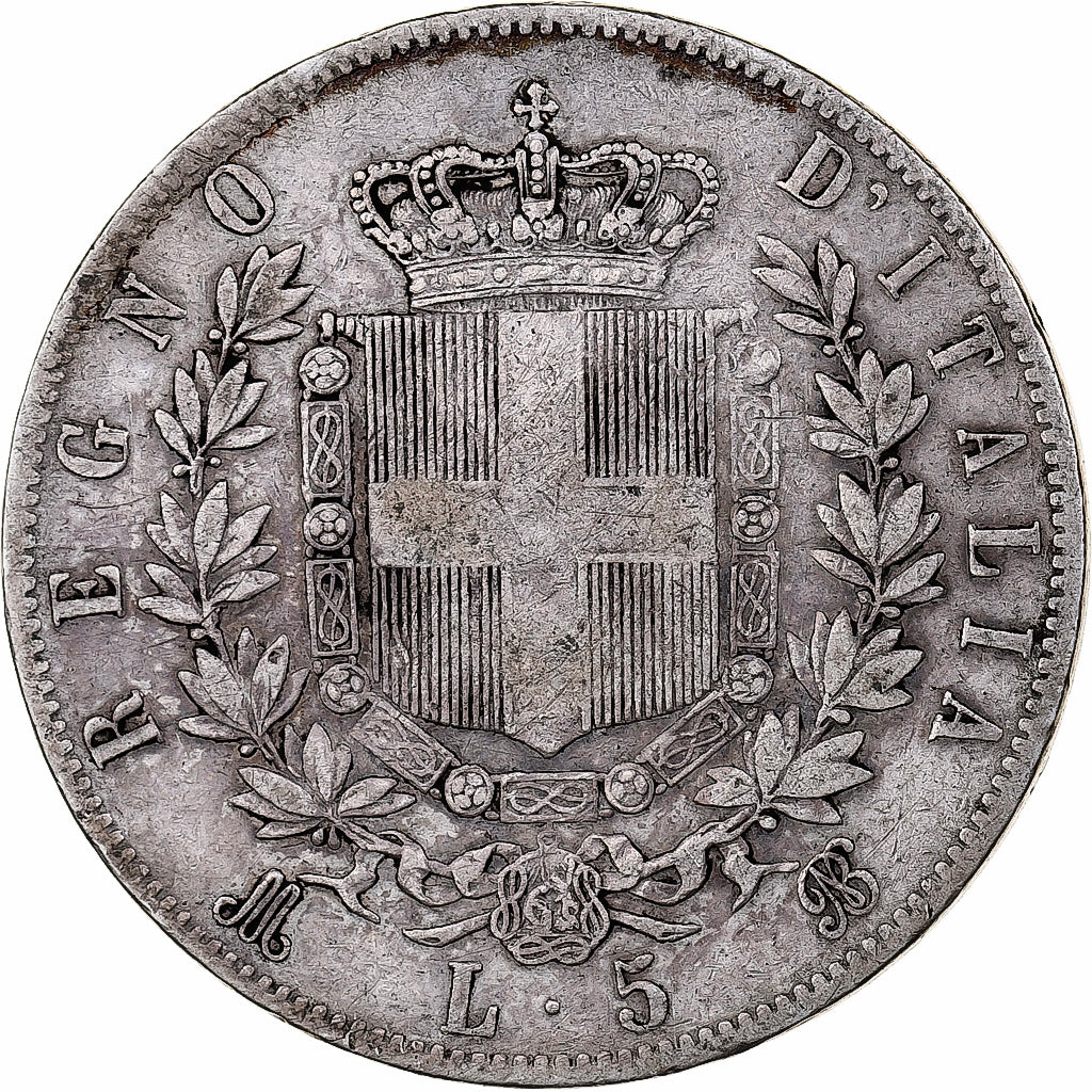 Italie, Vittorio Emanuele II, 5 Lire, 1870, Milan, Argent, TB, KM:8.3