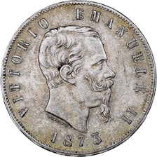 Italie, Vittorio Emanuele II, 5 Lire, 1873, Milan, Argent, TTB, KM:8.3