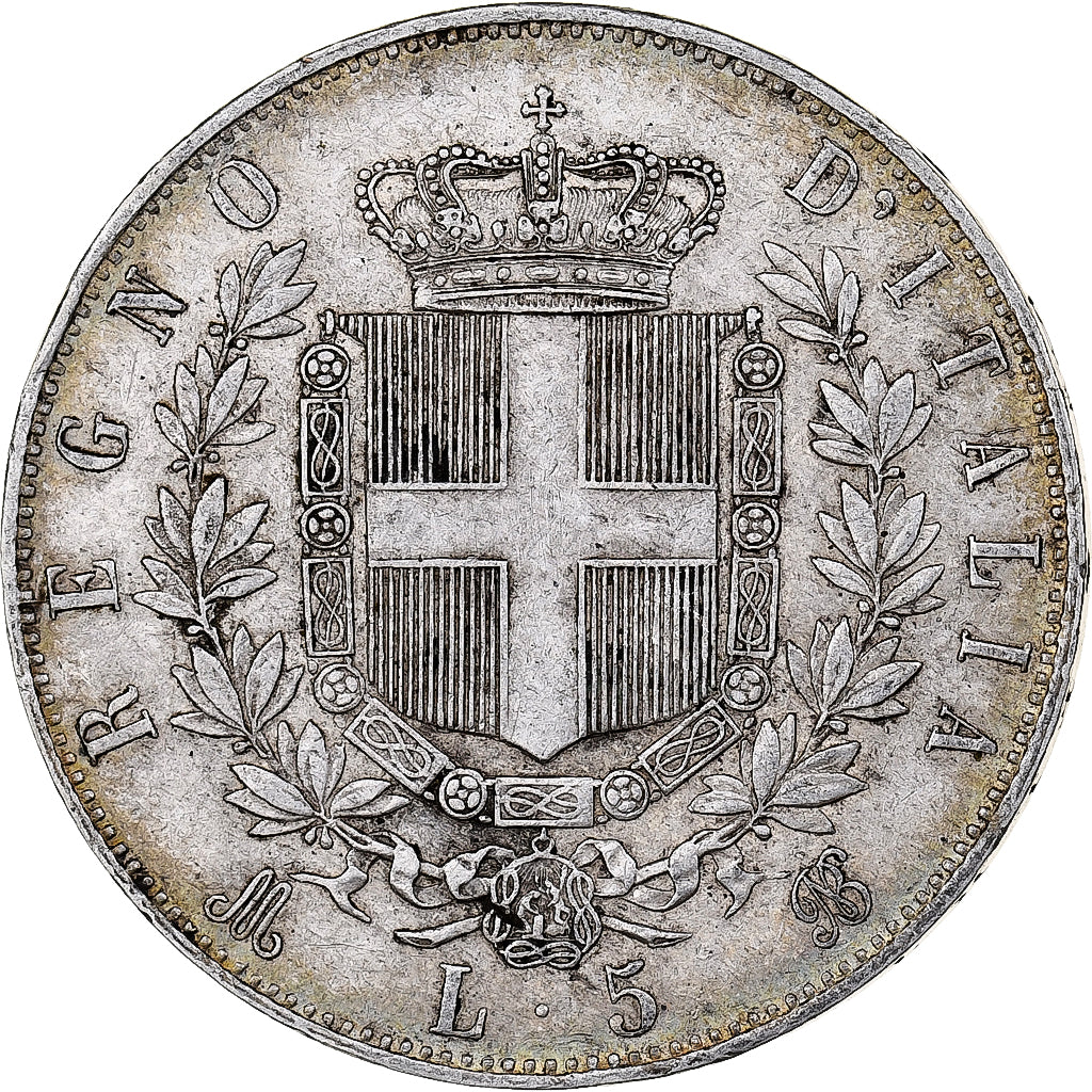 Italie, Vittorio Emanuele II, 5 Lire, 1873, Milan, Argent, TTB, KM:8.3