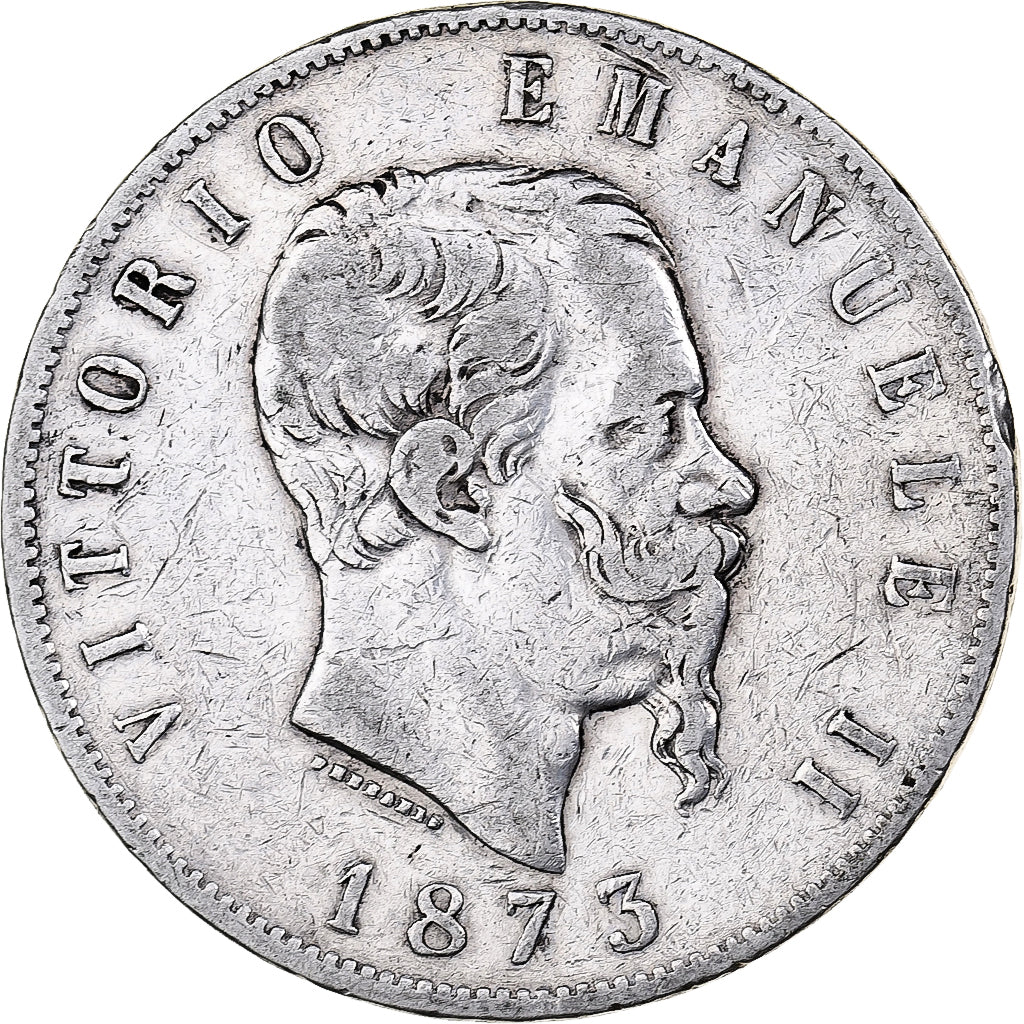 Italy, Vittorio Emanuele II, 5 Lire, 1873, Milan, Silver, VF(20-25), KM:8.3