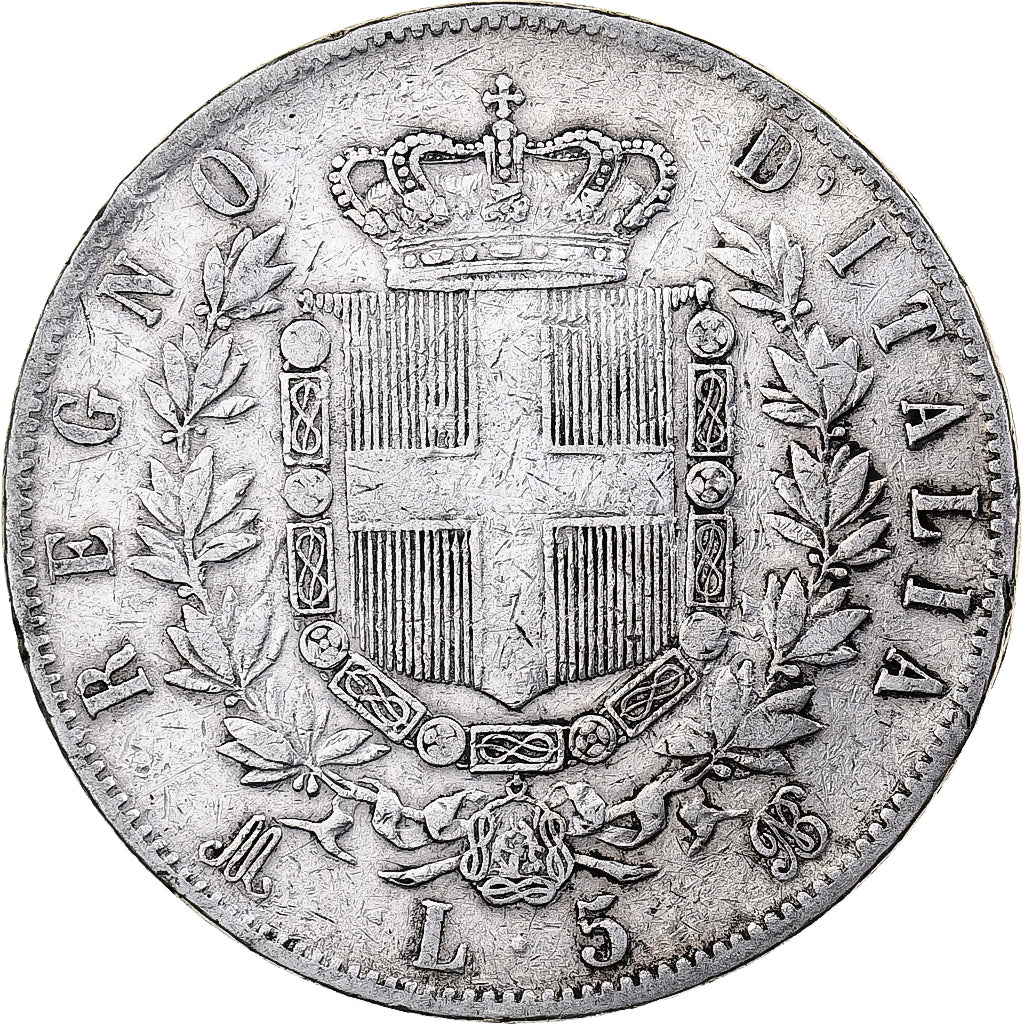 Italy, Vittorio Emanuele II, 5 Lire, 1873, Milan, Silver, VF(20-25), KM:8.3