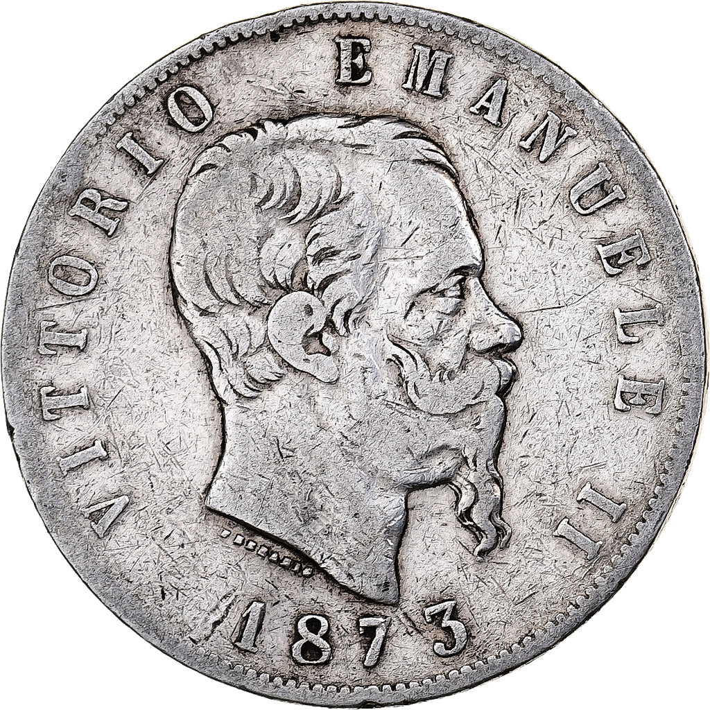 Italy, Vittorio Emanuele II, 5 Lire, 1873, Milan, Silver, VF(20-25), KM:8.3