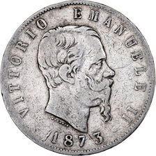 Italy, Vittorio Emanuele II, 5 Lire, 1873, Milan, Silver, VF(20-25), KM:8.3