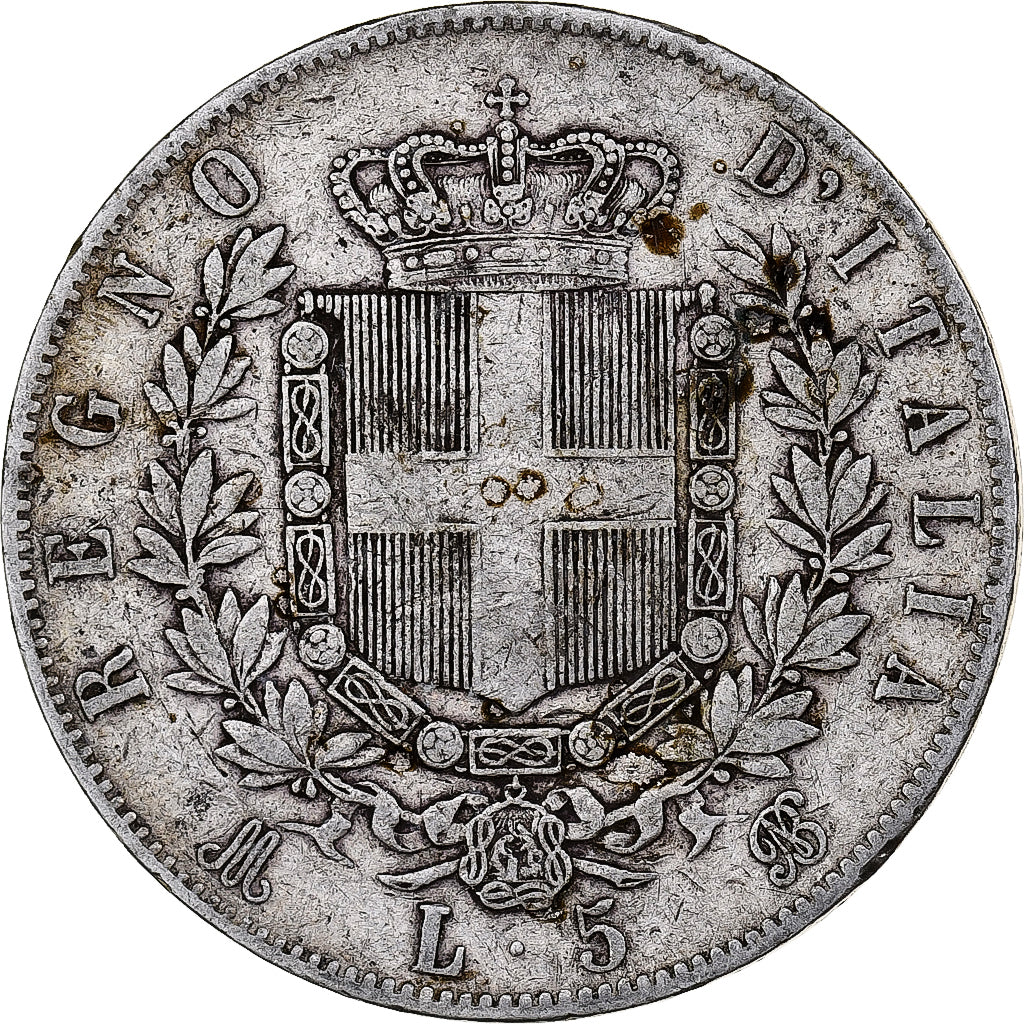 Italie, Vittorio Emanuele II, 5 Lire, 1871, Milan, Argent, TB, KM:8.3