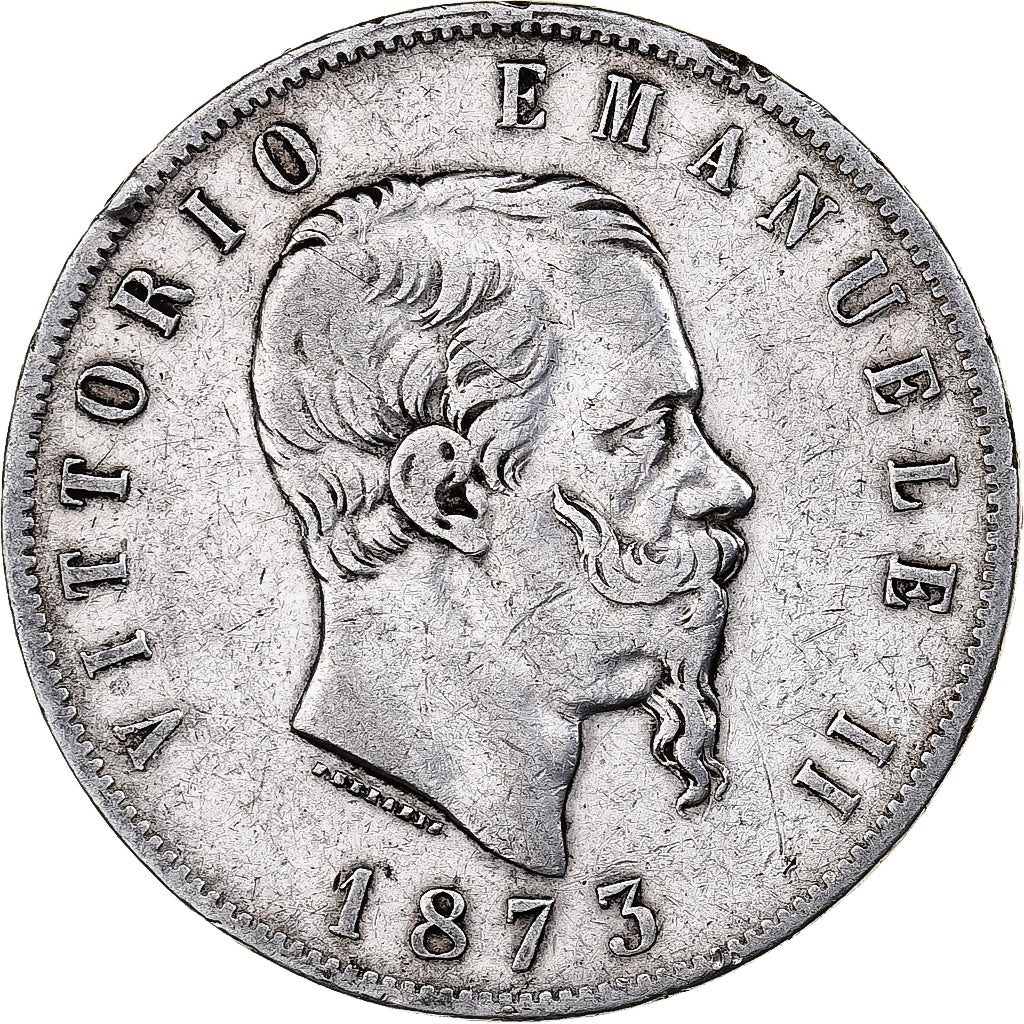 Italy, Vittorio Emanuele II, 5 Lire, 1873, Milan, Silver, VF(20-25), KM:8.3