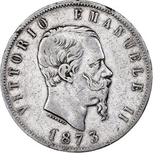 Italy, Vittorio Emanuele II, 5 Lire, 1873, Milan, Silver, VF(20-25), KM:8.3