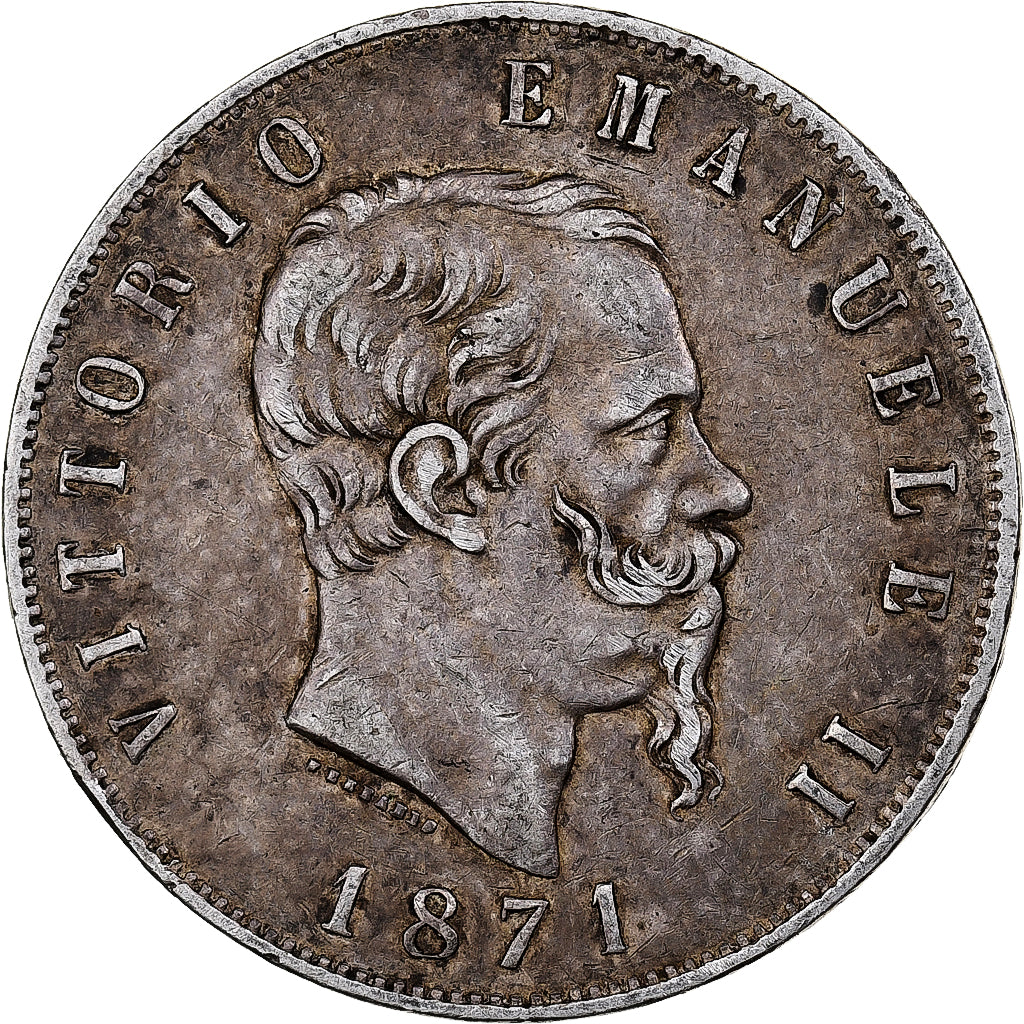 Italy, Vittorio Emanuele II, 5 Lire, 1871, Milan, Silver, EF(40-45), KM:8.3