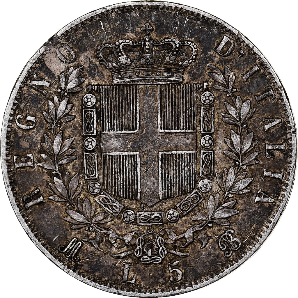Italy, Vittorio Emanuele II, 5 Lire, 1871, Milan, Silver, EF(40-45), KM:8.3