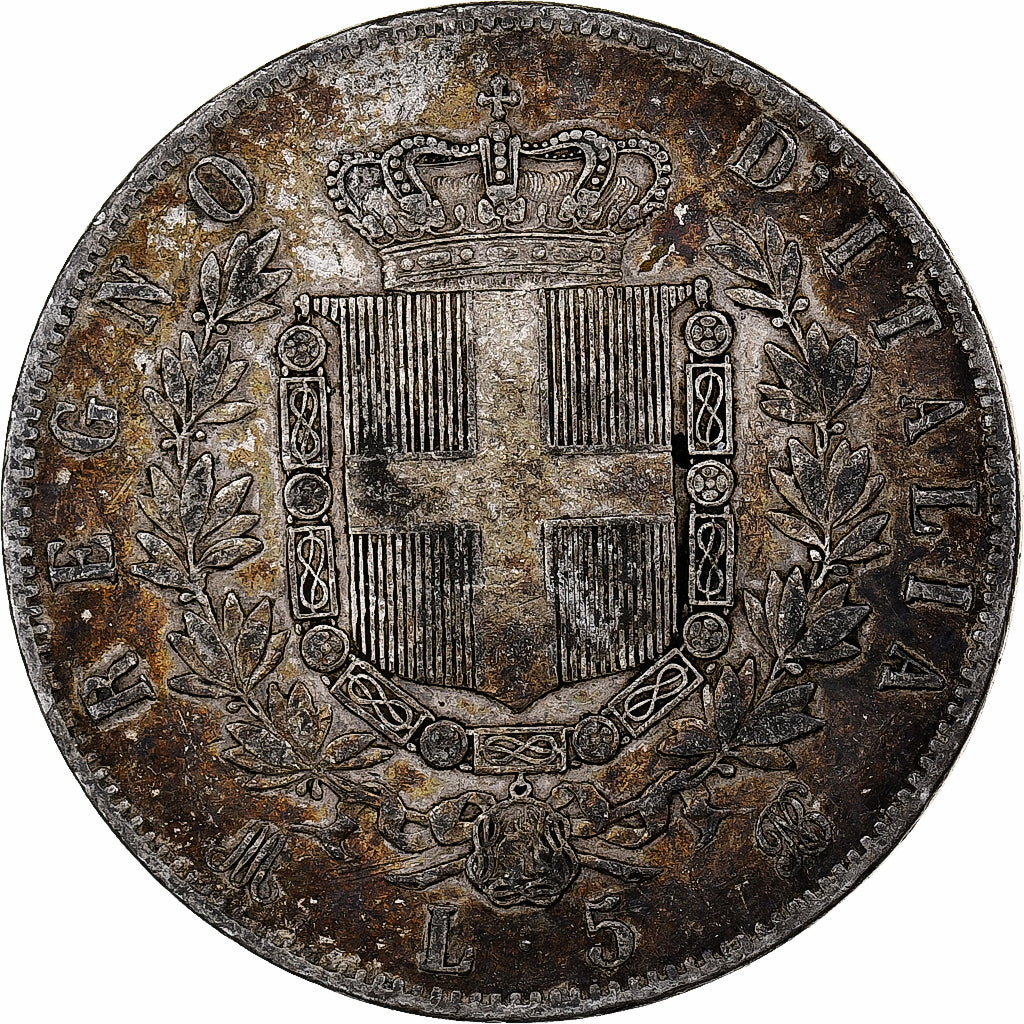 Italie, Vittorio Emanuele II, 5 Lire, 1873, Milan, Argent, TB, KM:8.3
