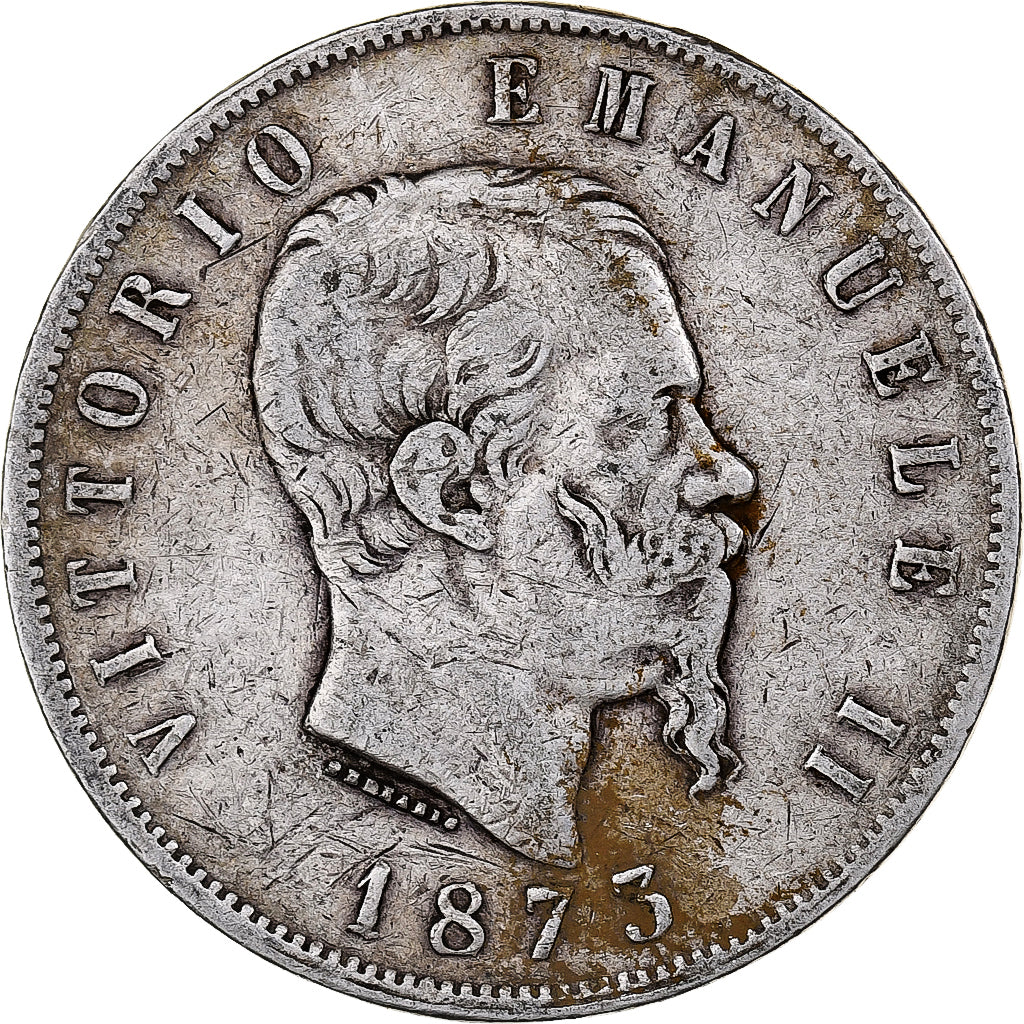 Italy, Vittorio Emanuele II, 5 Lire, 1873, Milan, Silver, VF(20-25), KM:8.3