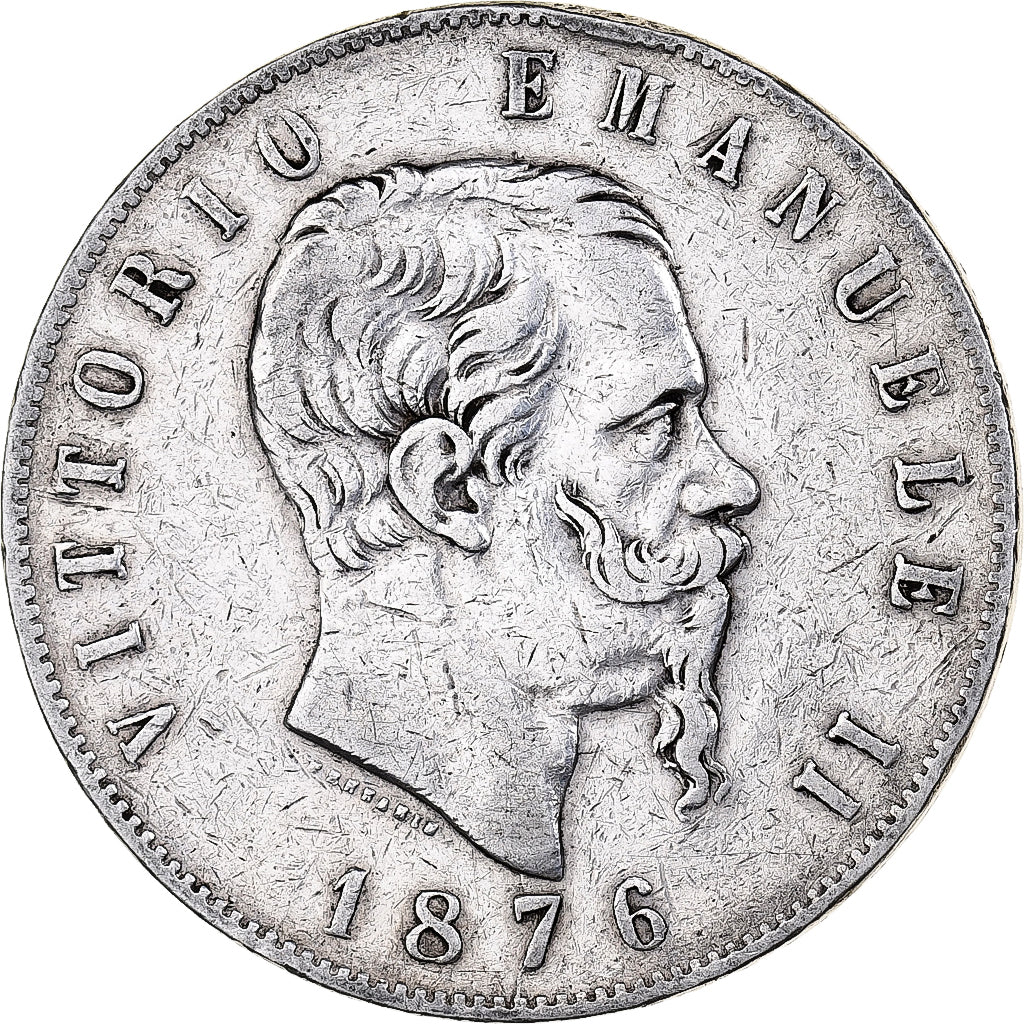 Italy, Vittorio Emanuele II, 5 Lire, 1876, Rome, Silver, VF(30-35), KM:8.4