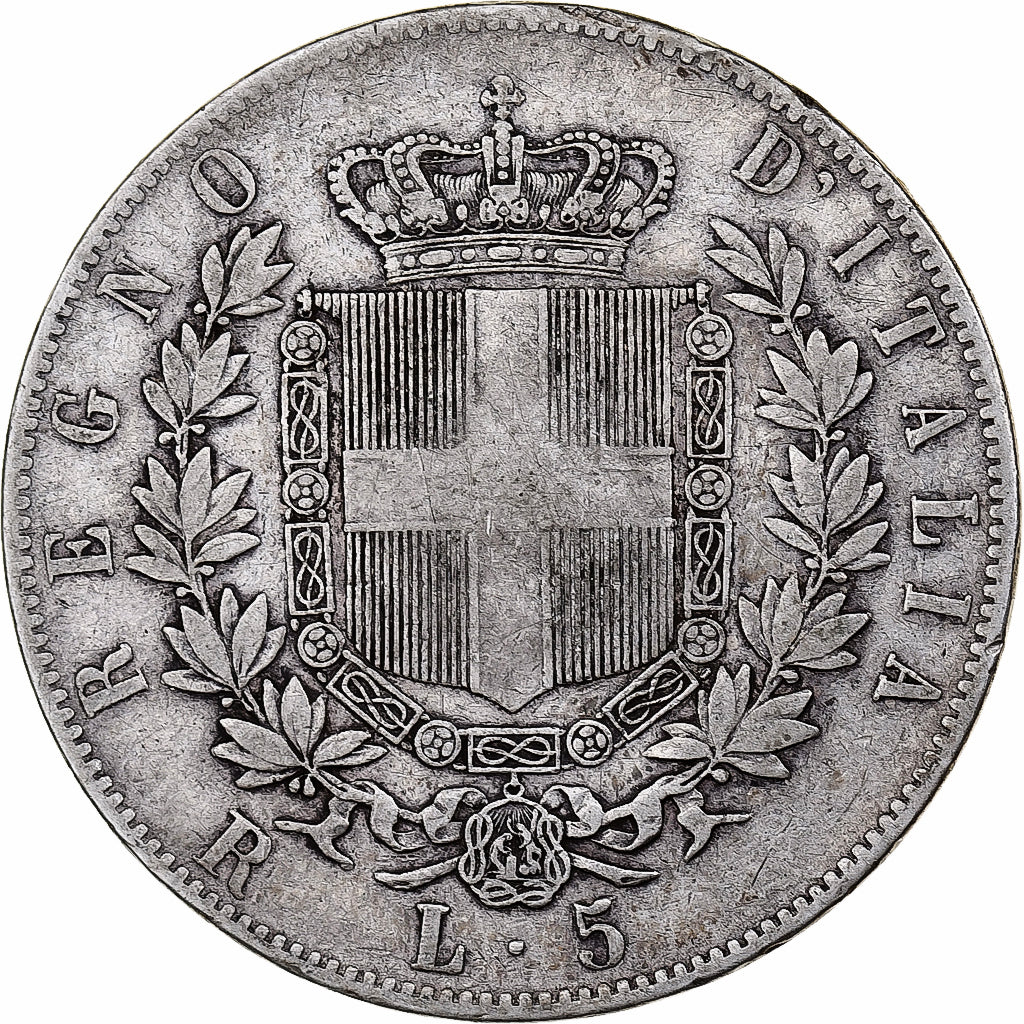 Italy, Vittorio Emanuele II, 5 Lire, 1877, Rome, Silver, VF(20-25), KM:8.4
