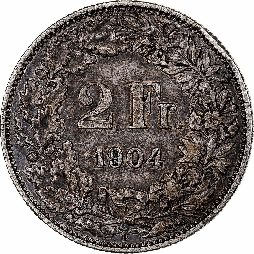 Switzerland, 2 Francs, 1904, Bern, Silver, VF(30-35), KM:21