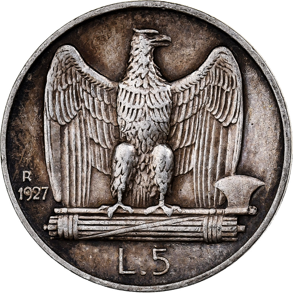 Italie, Vittorio Emanuele III, 5 Lire, 1927, Rome, Argent, TTB, KM:67.1