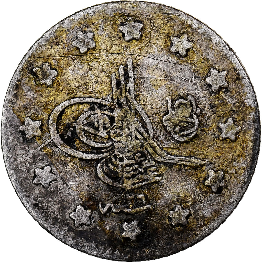 Turkey, Abdul Hamid II, Kurush, 1876, Qustantiniyah, Silver, VF(30-35), KM:718