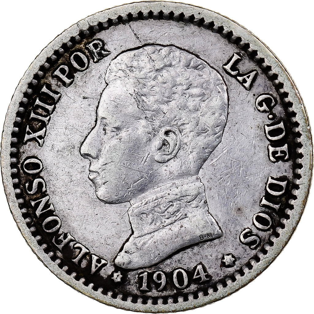 Spanje, Alfonso XIII, 50 Centimos, 1904, Madrid, Zilver, PR, KM:723