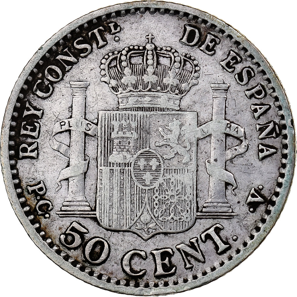 Spanje, Alfonso XIII, 50 Centimos, 1904, Madrid, Zilver, PR, KM:723