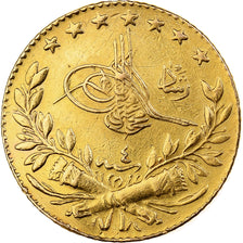 Turkey, Muhammad V, 25 Kurush, 1917, Qustantiniyah, Gold, AU(55-58), KM:773