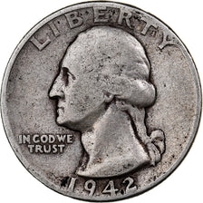 United States, Quarter, Washington Quarter, 1942, U.S. Mint, Silver, VF(20-25)