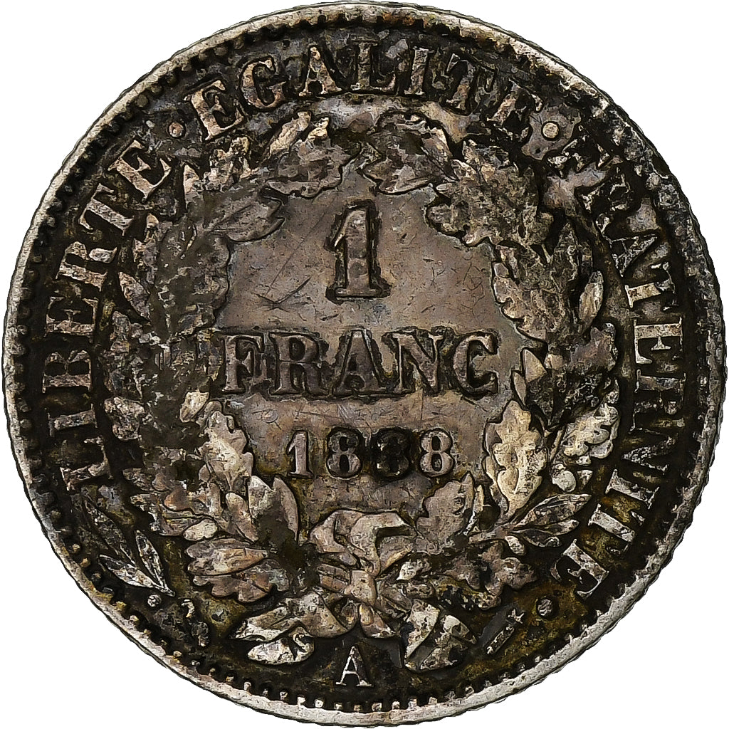 France, Franc, Cérès, 1888, Paris, Silver, VF(30-35), KM:822.1