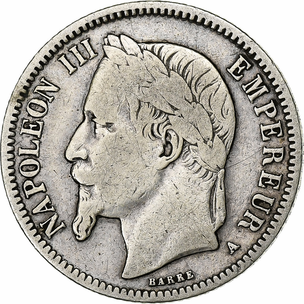 France, Napoleon III, Franc, Napoléon III, 1866, Paris, Silver, VF(30-35)