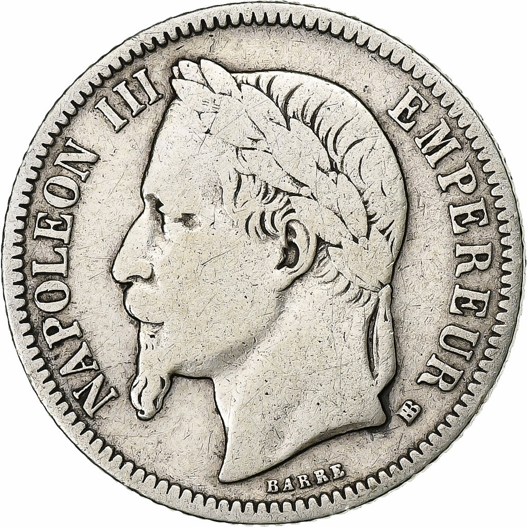 France, Napoleon III, Franc, Napoléon III, 1866, Strasbourg, Silver, VF(30-35)