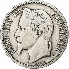 France, Napoleon III, Franc, Napoléon III, 1866, Strasbourg, Silver, VF(30-35)