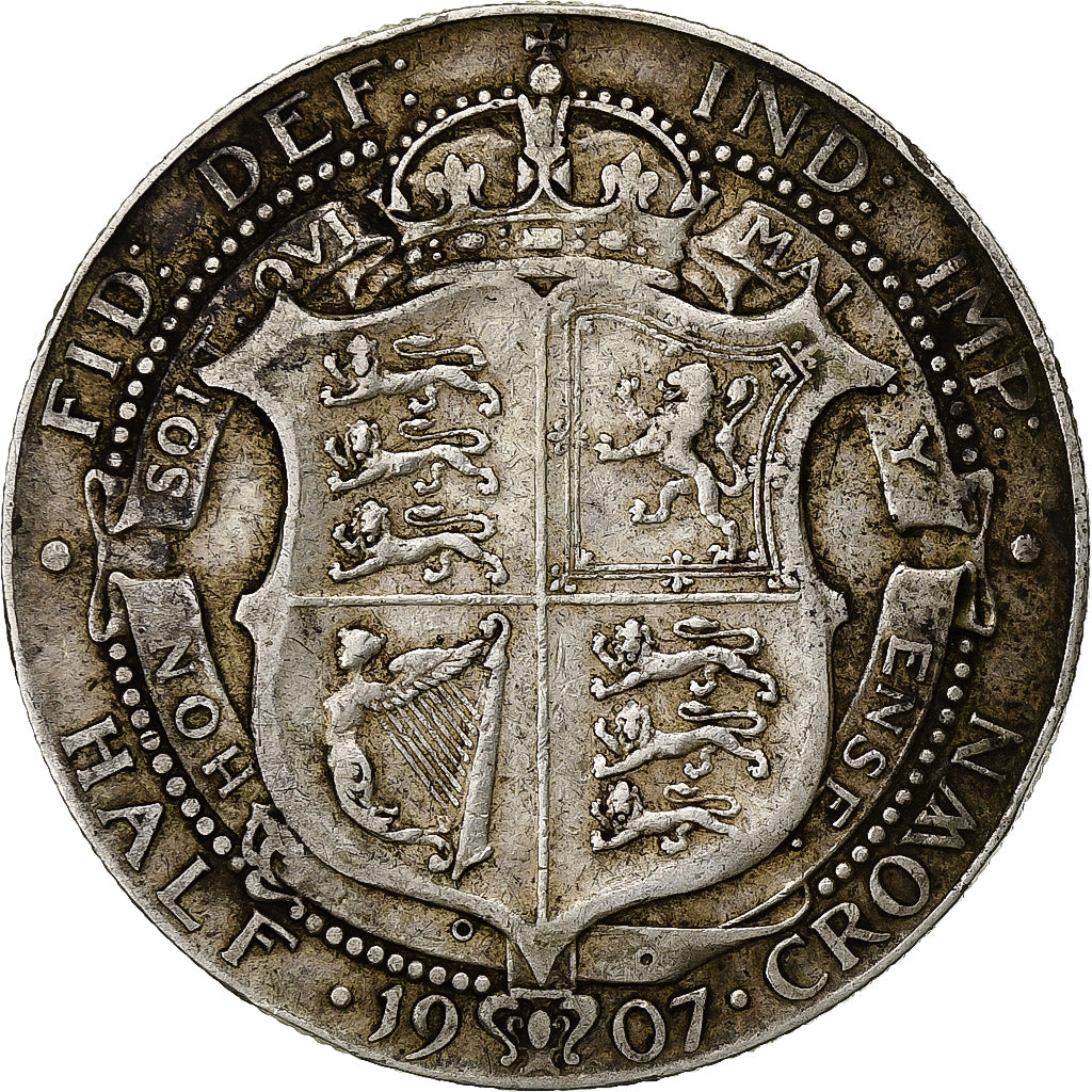 Great Britain, Edward VII, 1/2 Crown, 1907, Silver, VF(30-35), KM:802