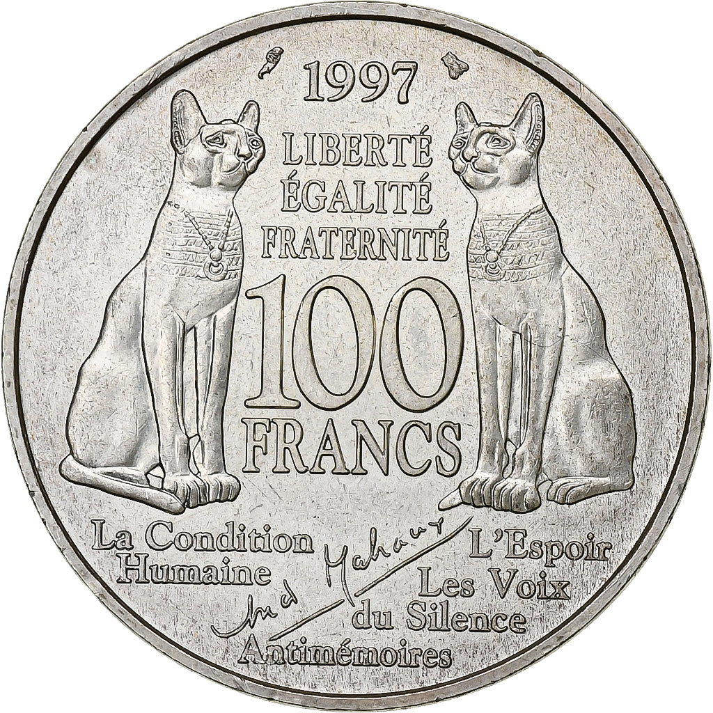 Frankrijk, 100 Francs, André Malraux, 1996, Zilver, PR, KM:1188