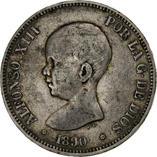 Spain, Alfonso XIII, 5 Pesetas, 1890, Madrid, Silver, VF(30-35), KM:689