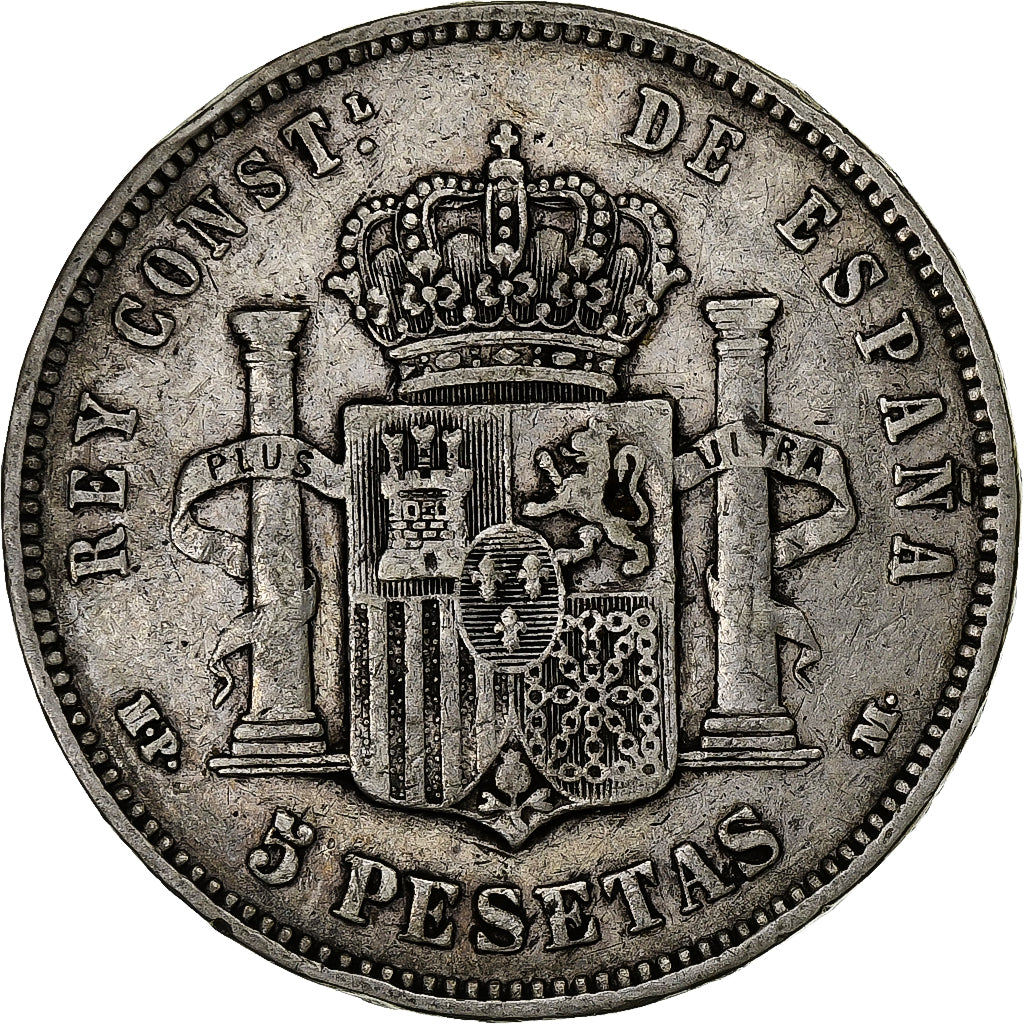 Spain, Alfonso XIII, 5 Pesetas, 1890, Madrid, Silver, VF(20-25), KM:689