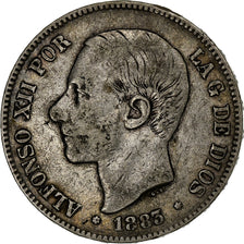 Spanien, Alfonso XII, 5 Pesetas, 1883, Madrid, Silber, S+, KM:688