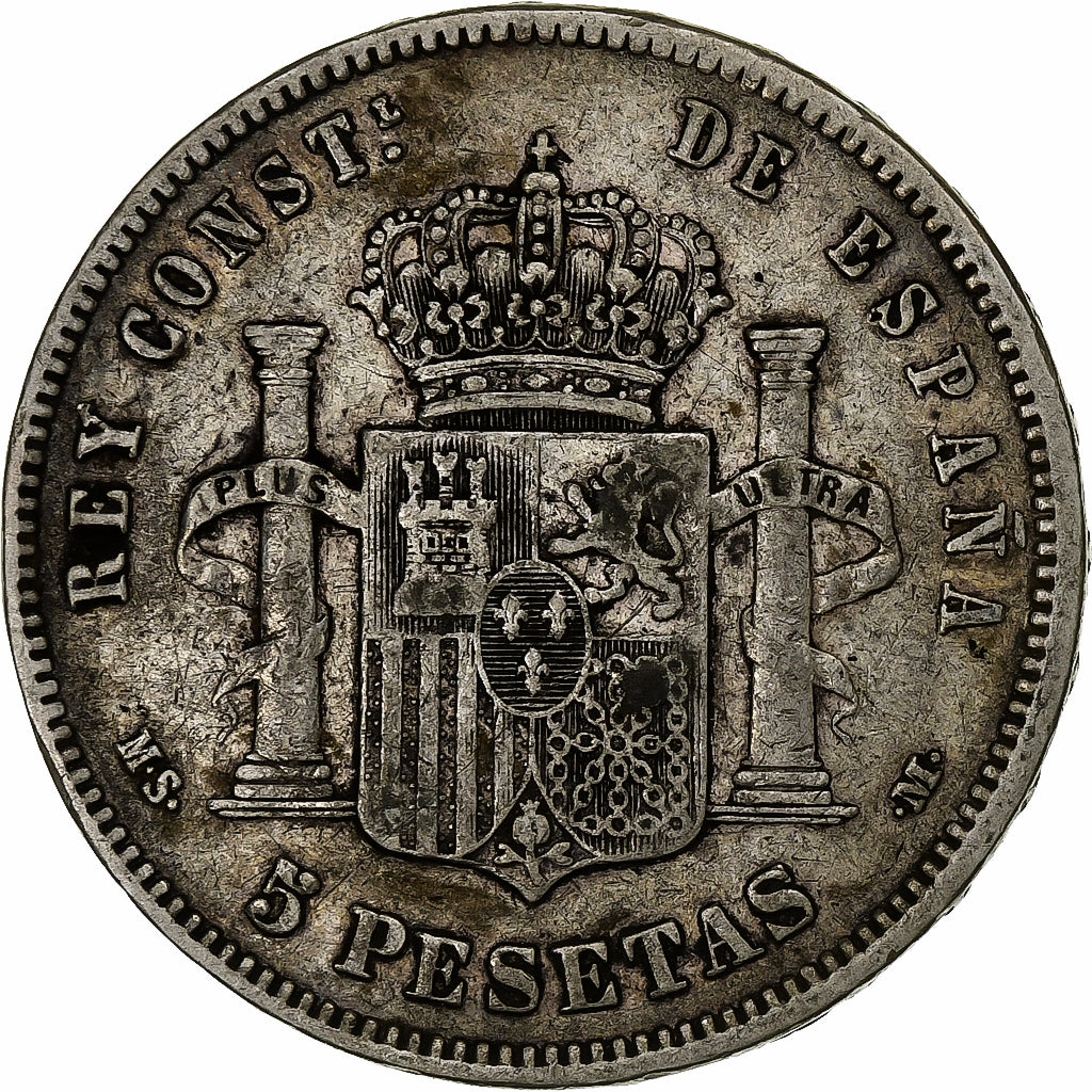 Spanien, Alfonso XII, 5 Pesetas, 1883, Madrid, Silber, S+, KM:688