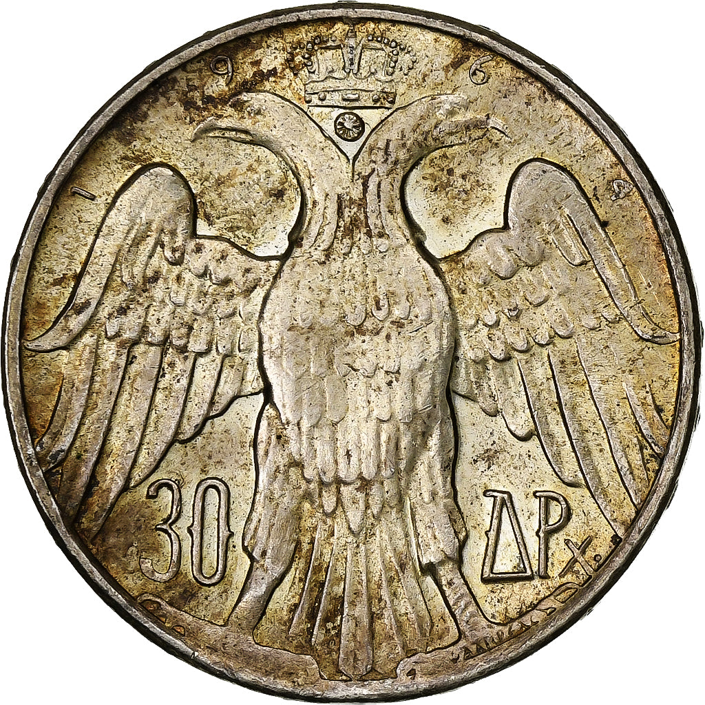 Greece, Constantine II, 30 Drachmai, 1964, Silver, AU(55-58), KM:87