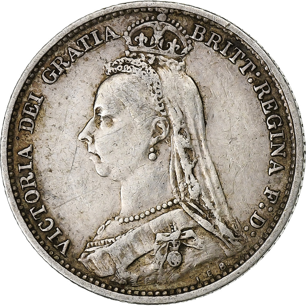 Great Britain, Victoria, 6 Pence, 1887, Silver, EF(40-45), KM:760