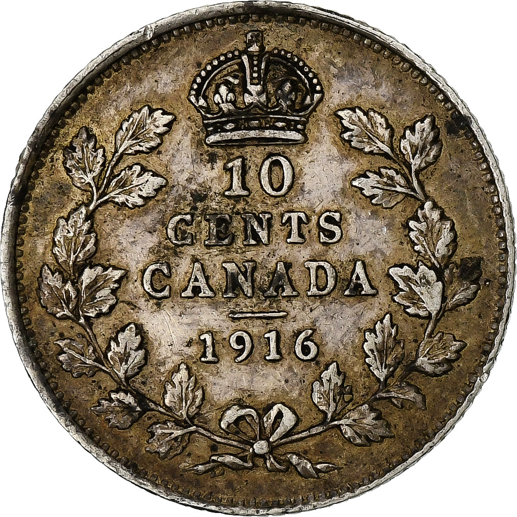 Kanada, George V, 10 Cents, 1916, Royal Canadian Mint, Silber, SS, KM:23