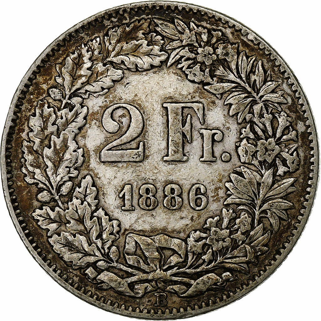 Switzerland, 2 Francs, 1886, Bern, Silver, VF(30-35), KM:21