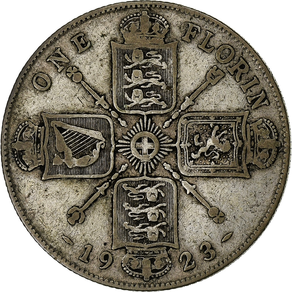 Gran Bretagna, George V, Florin, Two Shillings, 1923, Argento, MB, KM:817a