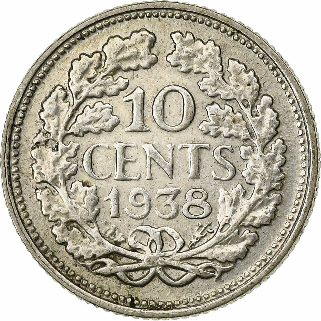 Pays-Bas, Wilhelmina I, 10 Cents, 1938, Argent, TTB+, KM:163