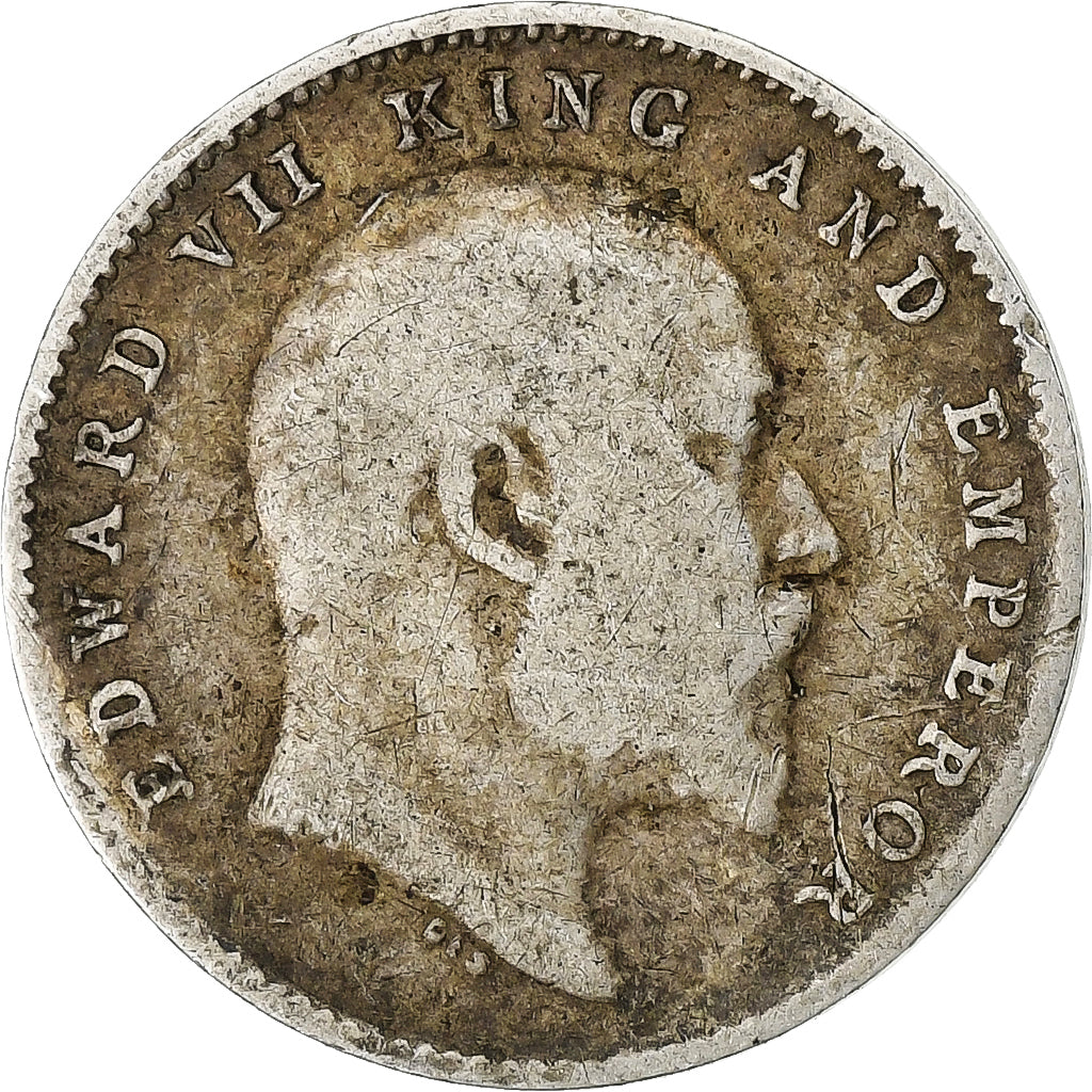 INDIA-BRITISH, Edward VII, 2 Annas, 1907, Silver, VF(20-25), KM:505