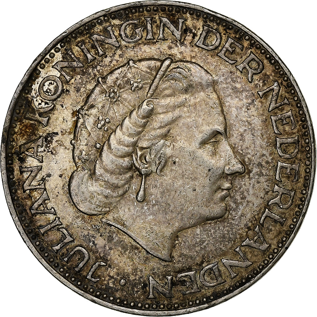 Países Baixos, Juliana, 2-1/2 Gulden, 1961, Prata, AU(50-53), KM:185
