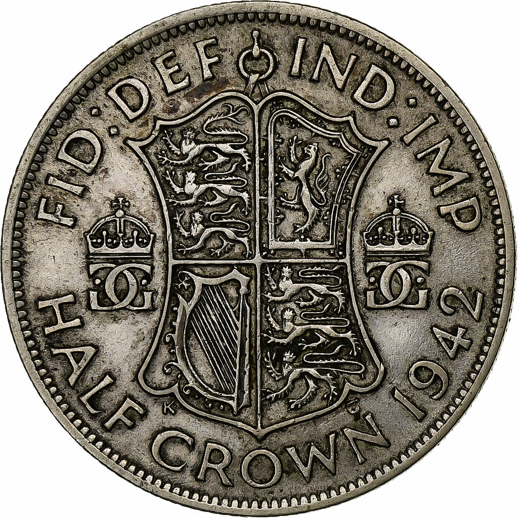 Groot Bretagne, George VI, 1/2 Crown, 1942, Zilver, ZF, KM:856